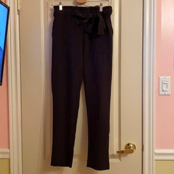 Black Straight Leg Dress Pants w/ tie in front - Picture 1 of 5